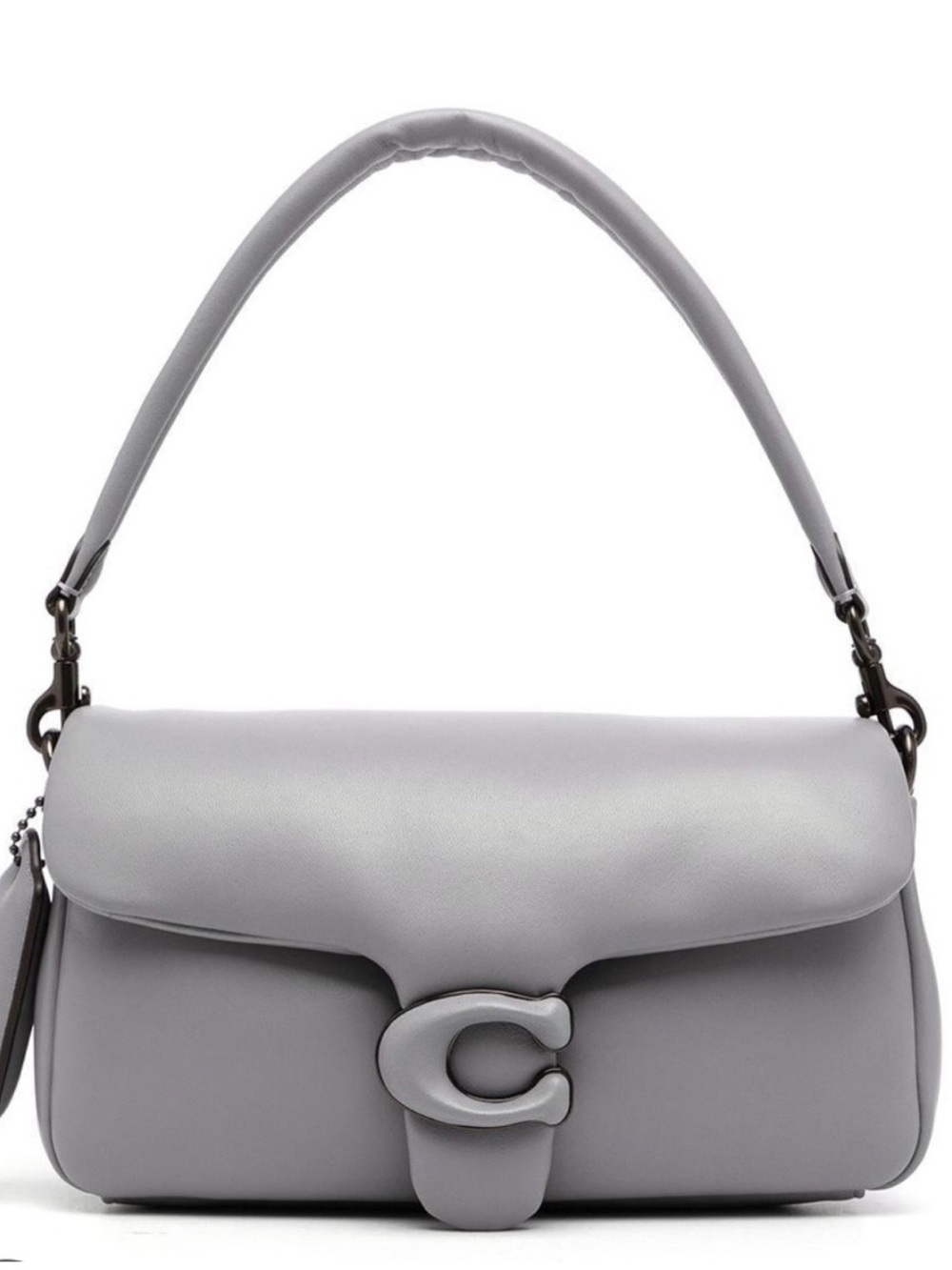 Coach Shoulder Bag in Light Gray Smooth Leather with Signature C